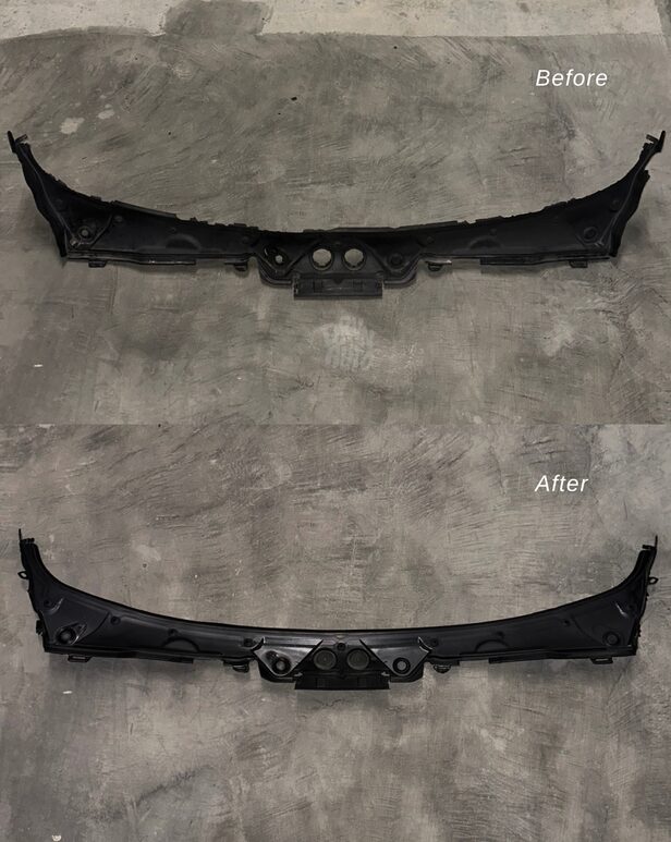Windshield cowl cover before and after