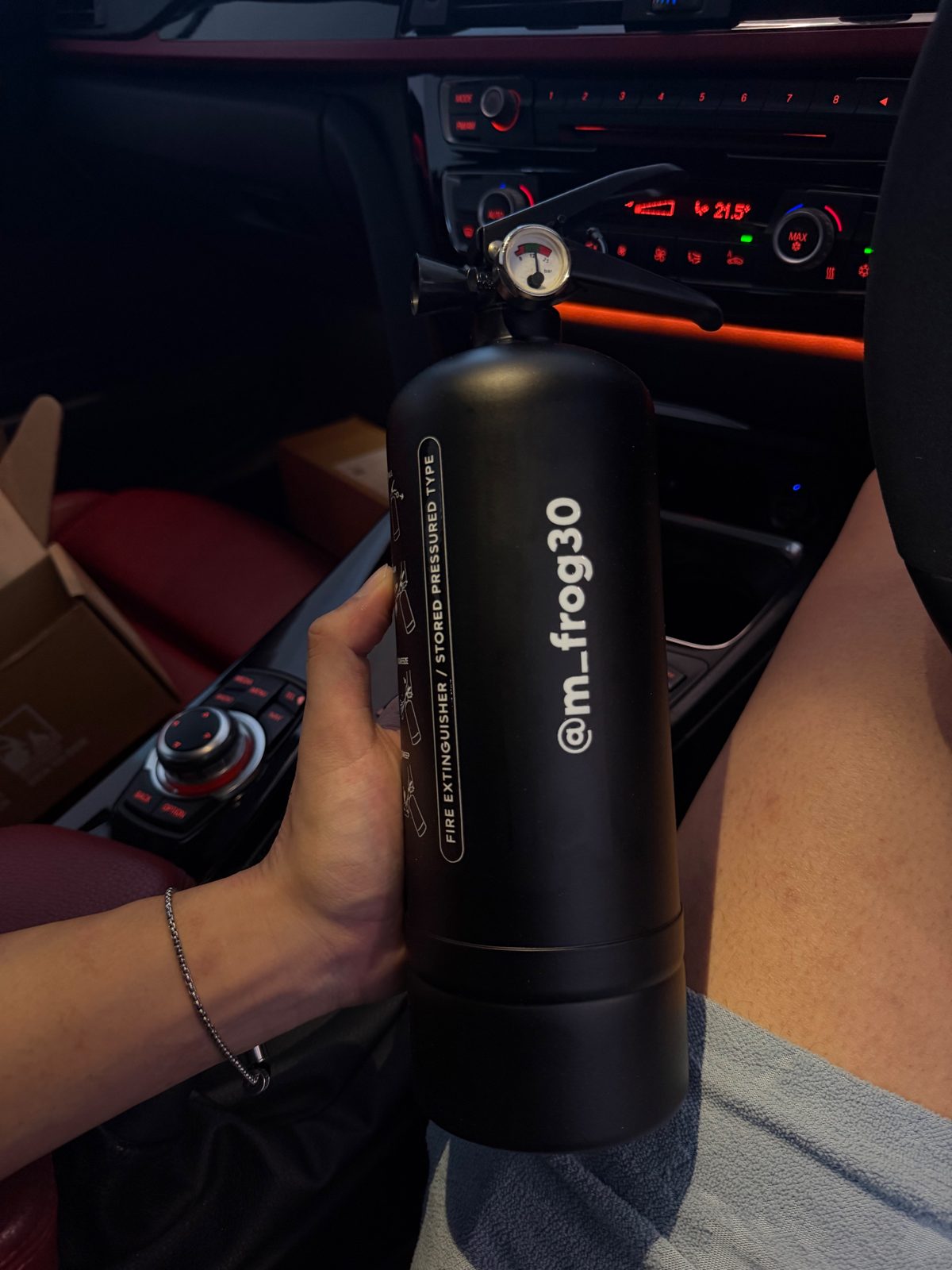 Custom Fire Extinguisher design and bracket — angle 2