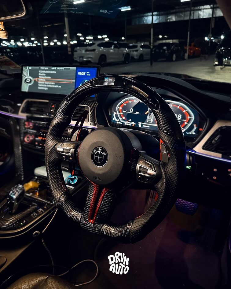 Custom DRVN steering wheel build with LED display and carbon trim