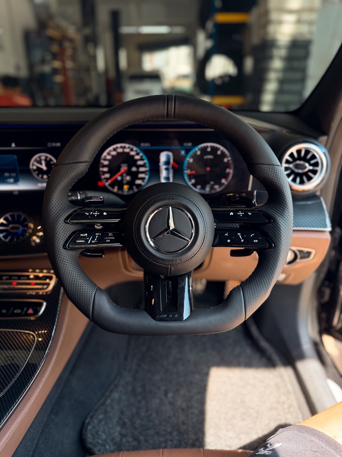 DRVN Dragonfly Black AMG steering wheel in a Mercedes G-Class
